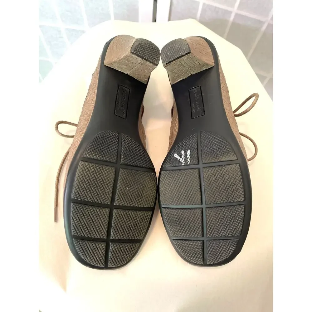 Gentle Souls Okey Dokey Neutral Leather Cage Sandals 7 Lace Up Lattice Cut Out